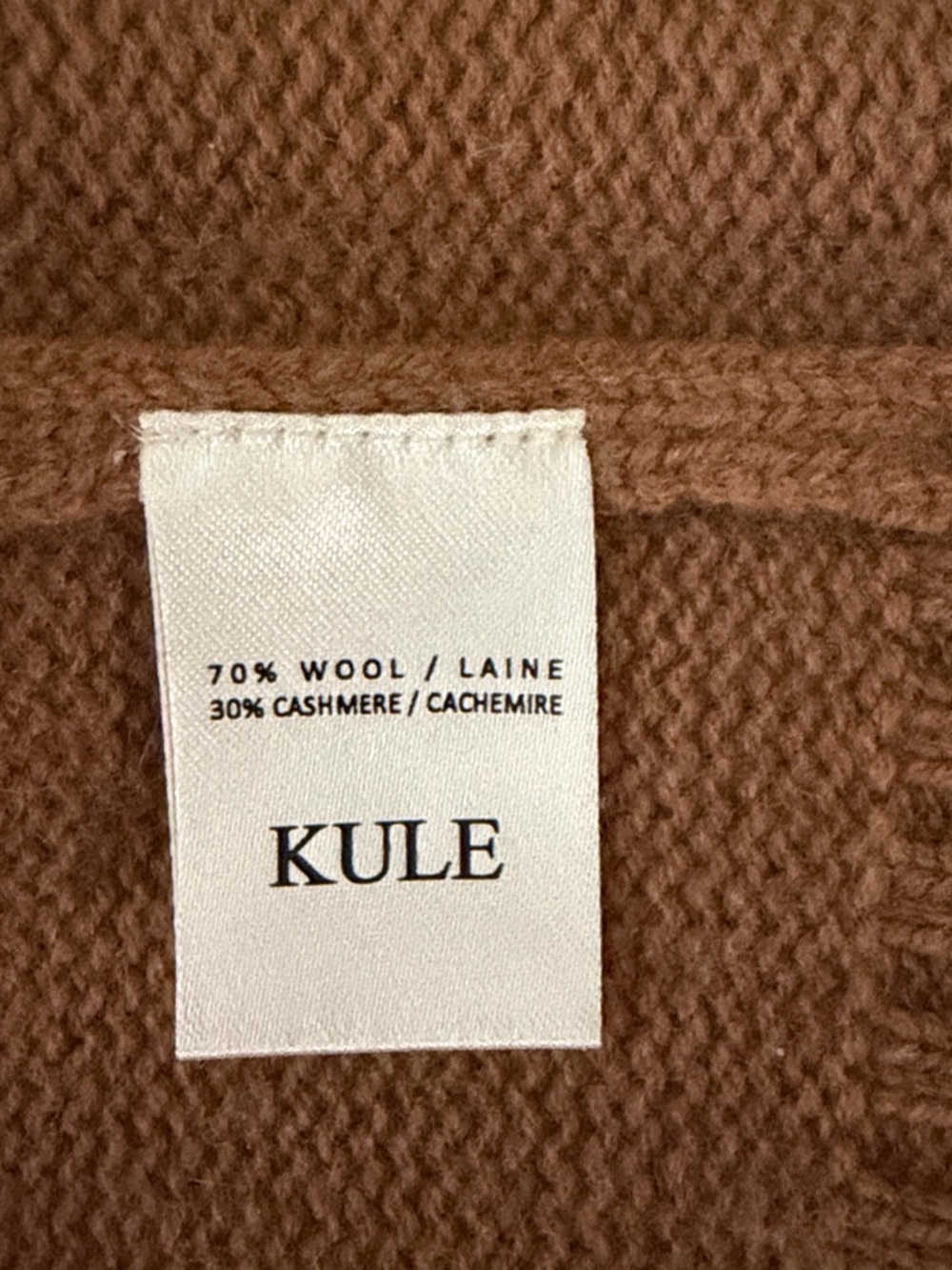 KULE The Lucca Wool Cashmere Sweater Boxy Style Relaxed Roll Neck Camel Navy XL - Picture 11 of 12